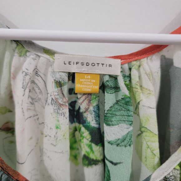 Leifsdottir Womens Top Size 14 Silk Floral Bohemian Fairy Peasant Art To Wear - Picture 4 of 7